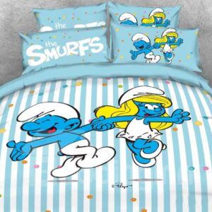 Clumsy Smurf and Smurfette Dancing Twin 3-Piece Kids Bedding Sets/Duvet Covers