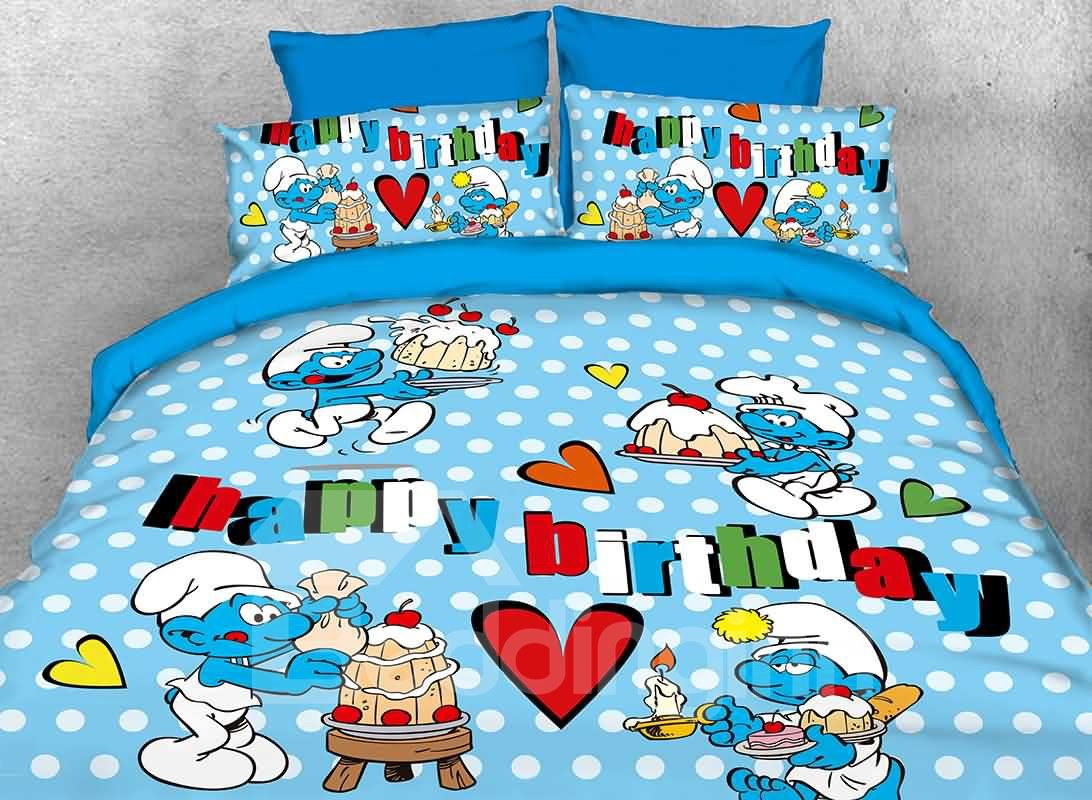The Smurfs Happy Birthday Kids Twin 3-Piece Bedding Sets/Duvet Covers