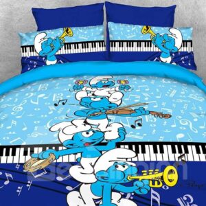 Harmony Smurfs Play the Music Twin 3-Piece Kids Bedding Sets/Duvet Covers