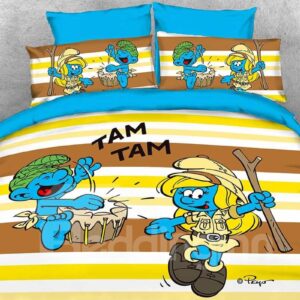 Smurfette and Wild Smurf Play in Jungle Twin 3-Piece Kids Bedding Sets