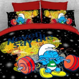 Weightlifter Smurf Never Give Up Shining Stars Twin 3-Piece Kids Bedding Sets
