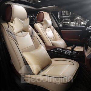 Full Set Car Seat Covers Unfading Hard-Wearing Soft Comfortable Superb Man-Made Leather Material Extravagant Universal Fit Car Seat Covers Suitable for Sedan Suv Truck