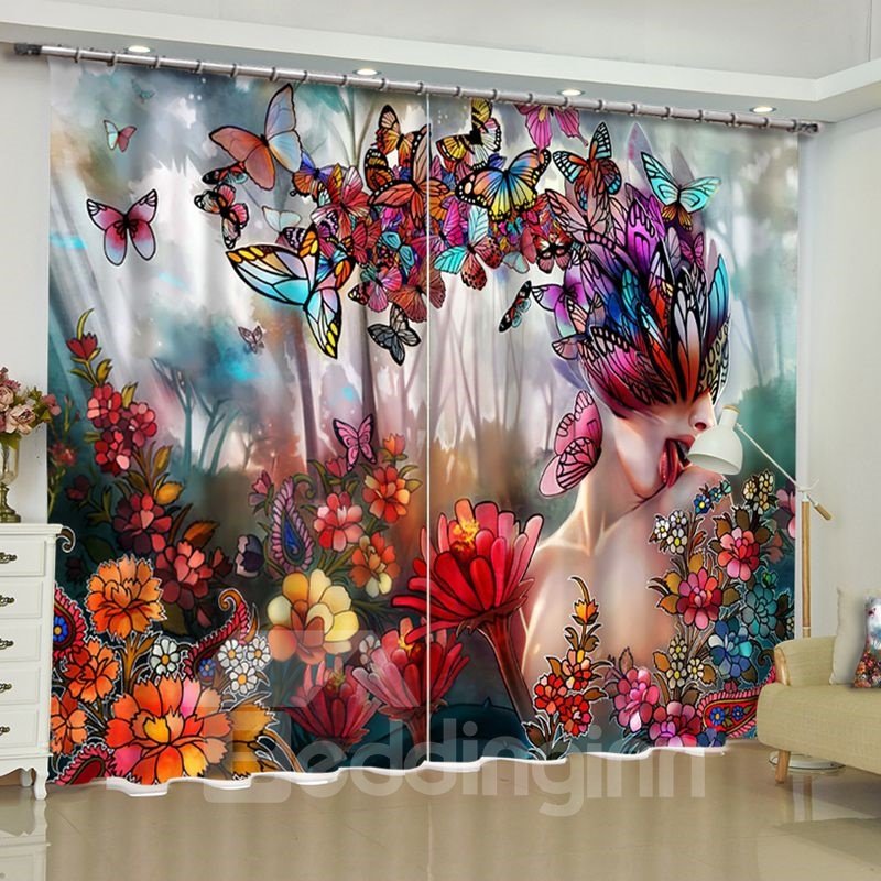 Charming Butterfly Fairy Printed Excellent Artistic Work Custom Living Room Curtain - Image 4