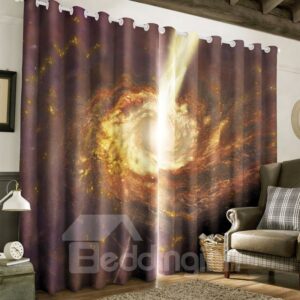 Splendid Starry Scene Printed 2 Panels Thick Polyester Blackout Window Drape