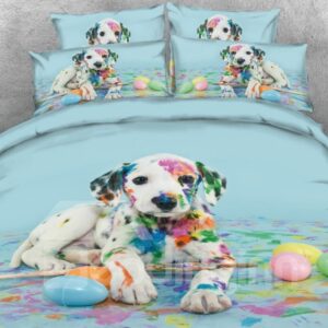 3D Colorful Dalmatian Dog Printed 5-Piece Comforter Set / Bedding Set