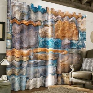 3D Sketch Stones Printed Thick Polyester 2 Panels Bedroom Blackout Window Drape