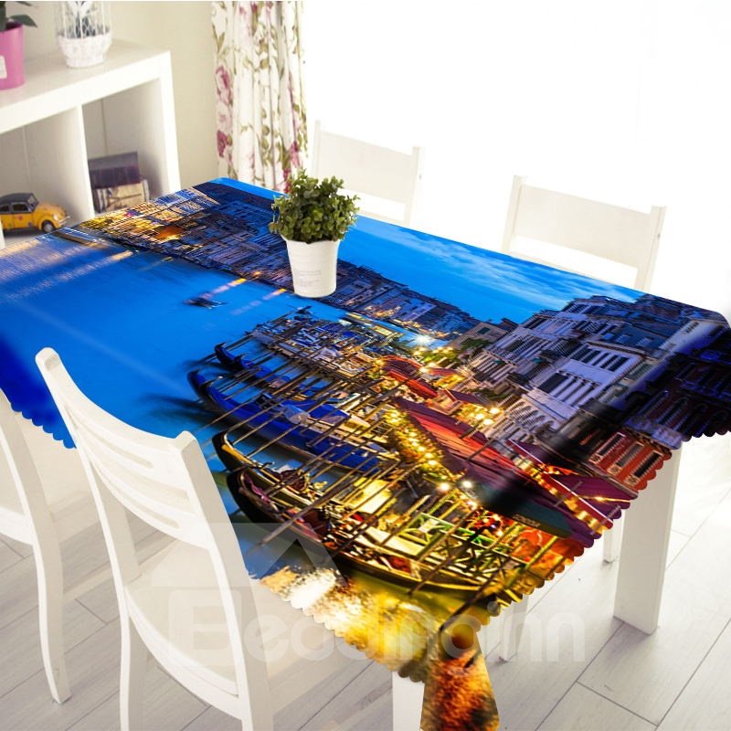 3D City Night Scene Printed Thick Polyester Table Cover Cloth? - Image 4