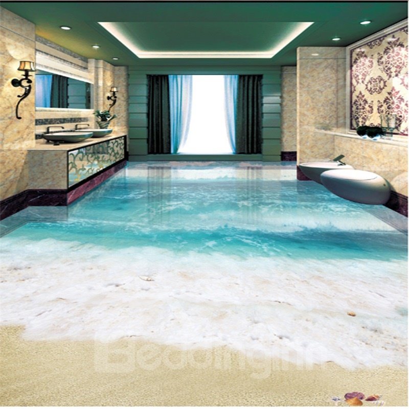 3D Simple and Clear Sea Water Pattern Waterproof Nonslip Self-Adhesive Blue Floor Art Murals - Image 7