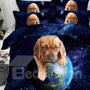 Adorable Dog Rolls the Earth Printed 3D 4-Piece Bedding Sets/Duvet Covers