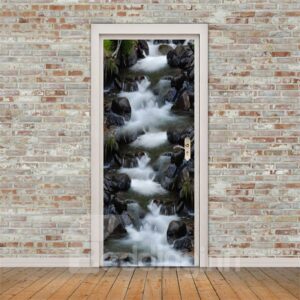 30¡Á79in Flowing Mountain spring PVC Environmental and Waterproof 3D Door Mural