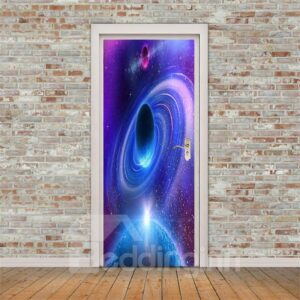30¡Á79in Star Purple Galaxy PVC Environmental and Waterproof 3D Door Mural