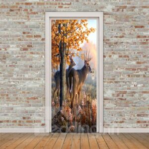 30¡Á79in Deer in the Tree PVC Environmental and Waterproof 3D Door Mural