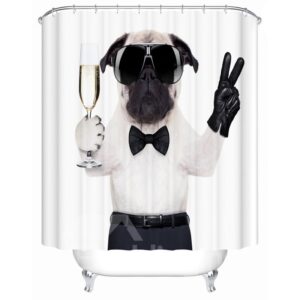 Cool Dog Pattern Mold and Mildew Resistant Polyester Material Shower Curtain