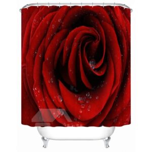 Polyester Material Rose Pattern Mold and Mildew Resistant Shower Curtain
