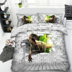 Dinosaur Through Walls Polyester 3D Printing 4-Piece Bedding Sets/Duvet Cover