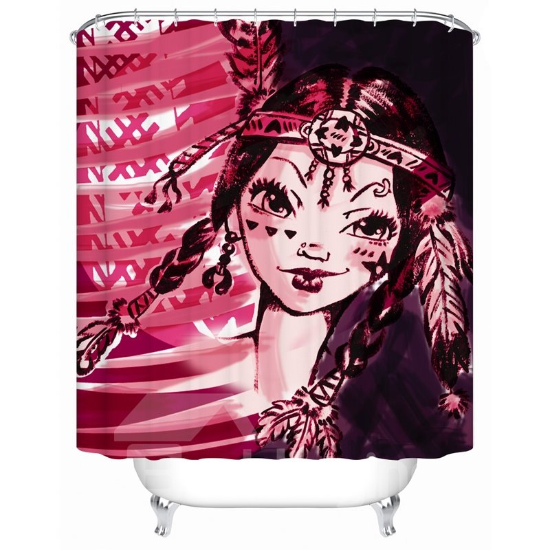 Unique Girl Pattern Mildew Resistant Waterproof Polyester Material Shower Curtain