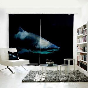 Black Dark Shark 3D Animal Polyester Shading Curtain
