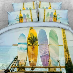 Surfing Skateboard Beach Pattern Polyester Printed 4-Piece 3D Bedding Sets/Duvet Covers