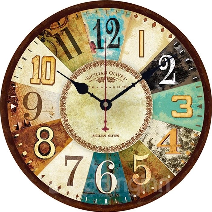 Big Figure Pattern Simple Style MDF Wood Material Noiseless Wall Clock