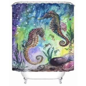 Seahorse Pattern Waterproof Anti-Bacterial Mildew Resistant Shower Curtain