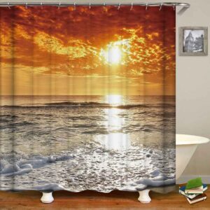 Goldern Sky Sunset Sea Waterproof Anti-Bacterial Shower Curtain