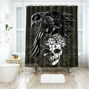 Creative Style Skull Pattern Monster Pattern Polyester Anti-Bacterial Shower Curtain