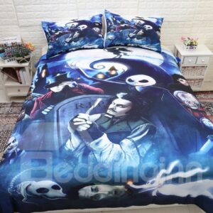 3D Fierce Man and Ghost Halloween Printing 3-Piece Bedding Sets/Duvet Covers