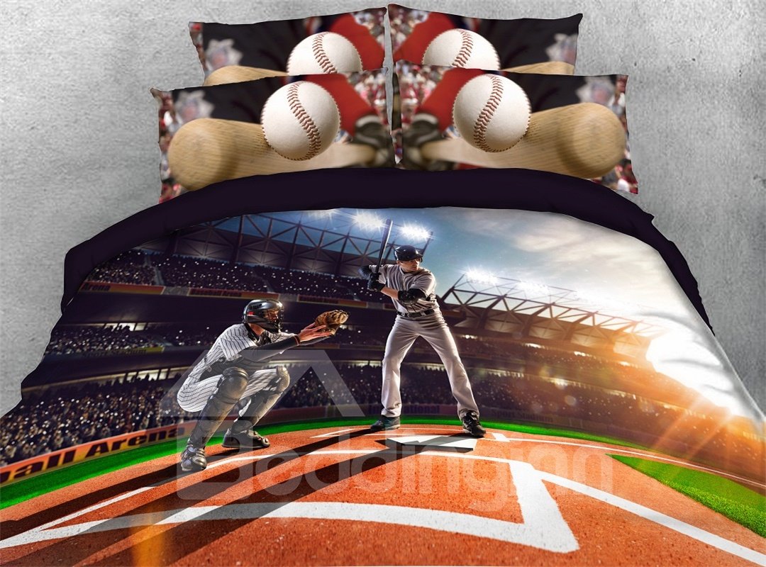Baseball Player on the Filed Digital Printed 3D 4-Piece Bedding Sets/Duvet Covers - Image 2