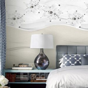 Non-woven Fabrics Environment Friendly Waterproof Creative White Flower Wall Mural