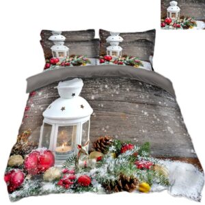 Christmas Ornaments and Snow Printing Polyester 4-Piece 3D Bedding Sets/Duvet Covers