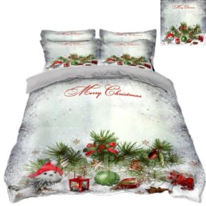 Snowman and Christmas Decorations 4-Piece 3D Bedding Sets/Duvet Covers White