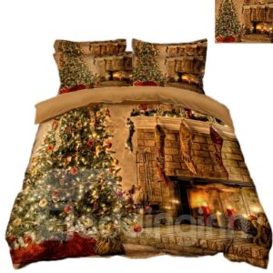 Christmas Tree and Colored Lights Printing 3D Polyester 4-Piece Bedding Sets/Duvet Covers