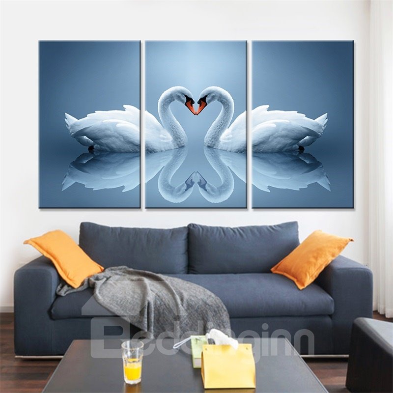 Classic Swan Waterproof and Eco-friendly 11.8*17.7in*3 Pieces Hanging Canvas Wall Prints