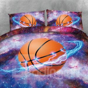 Basketball Star and Galaxy Printing Polyester 4-Piece 3D Bedding Sets/Duvet Covers