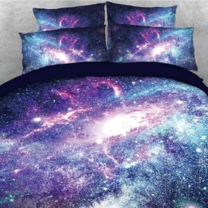 Shining Galaxy 3D 4Pcs Soft Zipper Bedding Warm Duvet Cover Set Purple