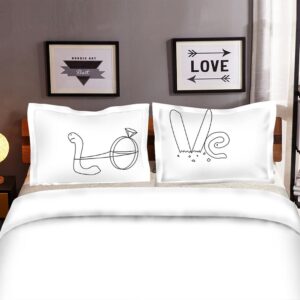 Romantic Pillowcases Microfiber Pillow Covers for Wedding Lovers Standard Set of 2 for Couples Anniversary Engagement Cute for Lovers