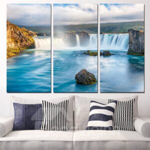 Waterfall Pattern 3 Pieces Hanging Canvas Waterproof Eco-friendly Framed Wall Prints