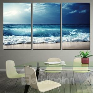 Sea View Pattern 3 Pieces Hanging Canvas Waterproof Eco-friendly Framed Wall Prints