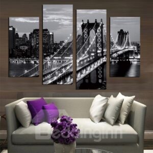 Bridge Pattern 4 Pieces Hanging Canvas Waterproof Eco-friendly Framed Wall Prints