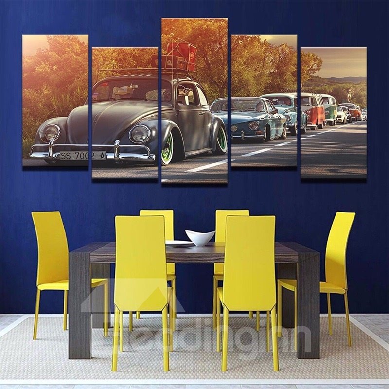 5 Pieces Car Pattern Hanging Canvas Waterproof Eco-friendly Framed Wall Prints - Image 2