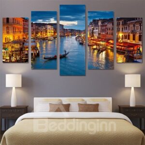 Venice View 5 Pieces Hanging Canvas Waterproof Eco-friendly Framed Wall Prints
