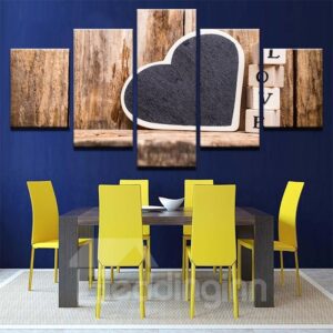 Love Heart Pattern 5 Pieces Hanging Canvas Waterproof Eco-friendly Framed Wall Prints