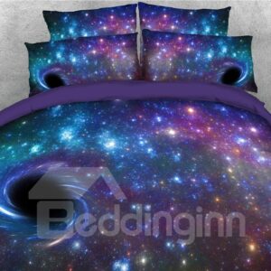 Black Holes In Purple Galaxy 3D Printed Convenient Cleaning 5-Piece Warm Comforter Sets