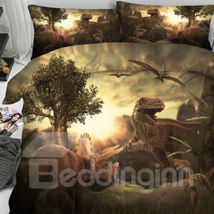 Jurassic World Theme Dinosaurs 3D Printing 5-Piece Comforter Set/Bedding Set Soft Polyester