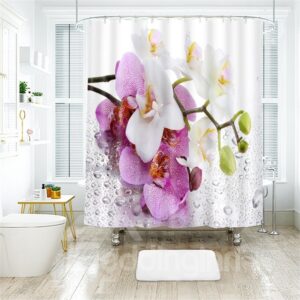 3D Classic Lily Printed Polyester Bathroom Shower Curtain
