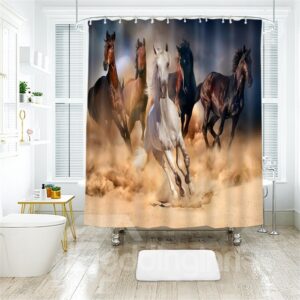 Running Horse 3D Printed Polyester Bathroom Shower Curtain