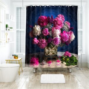 Beautiful Vase 3D Printed Polyester Bathroom Shower Curtain