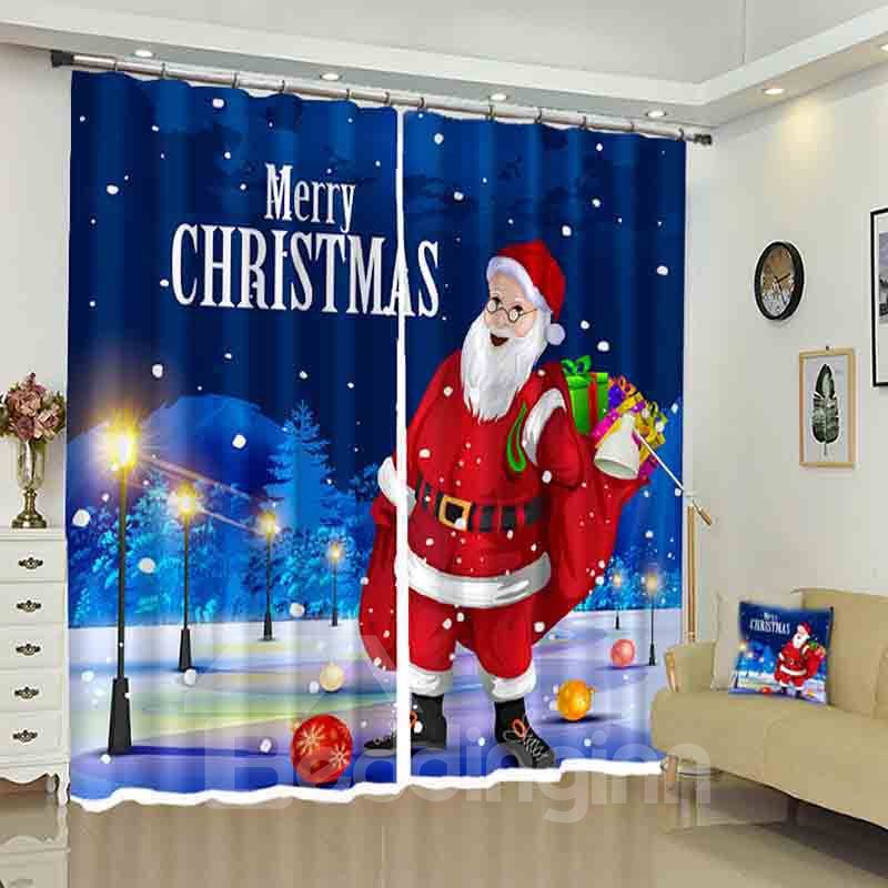 Santa Claus Merry Christmas Letter Holiday Decorative Curtain - Image 7