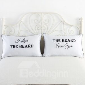 I Love the Beard Printed One Pair of Couple Pillowcase