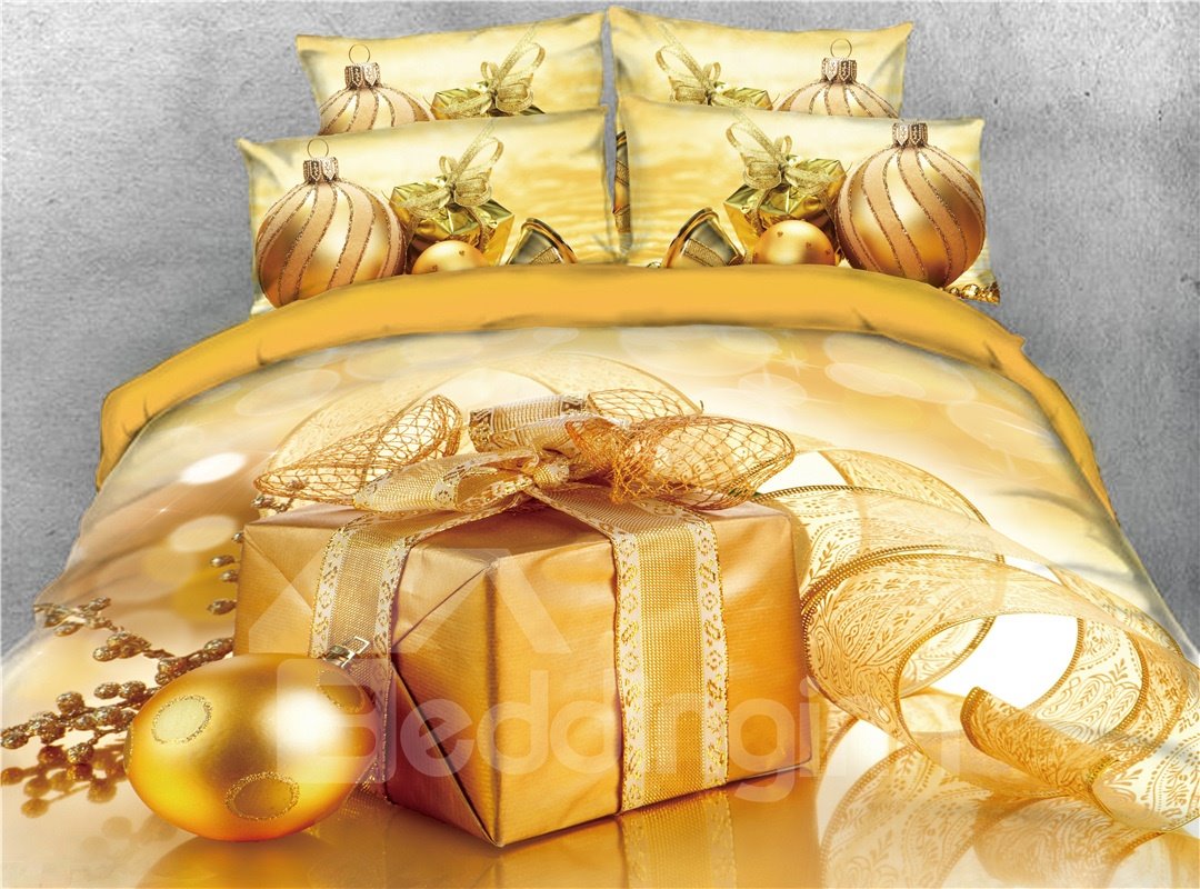 Free Shipping For Only $26.99 3D Christmas Bedding Santa Claus and Gifts Print Holiday 4-Piece Bedding Set Duvet Cover Set Microfiber(Clearance Bedding Set £¬no return or exchange) - Image 9